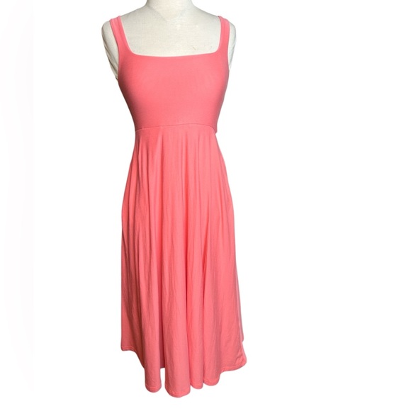 Beyond Yoga Coral Featherweight “At The Ready” Square Neck Midi Dress - Picture 1 of 7